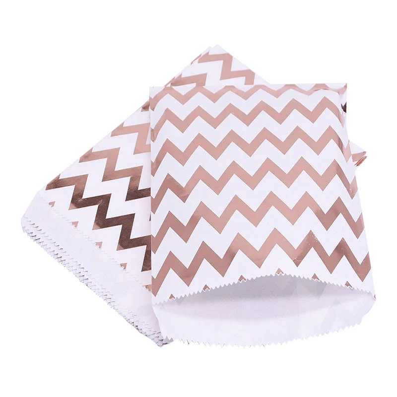 25Pcs Paper Bags Candy Gift Bag Food Packaging Christmas Wedding Favor Baby Shower Rose Gold Birthday Party Decoration Treat Bag