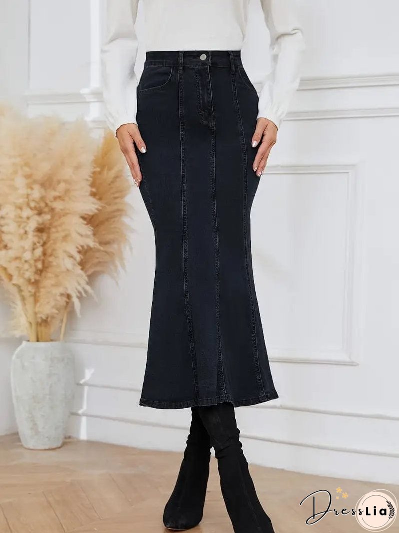 Figure-Flattering Denim Skirt