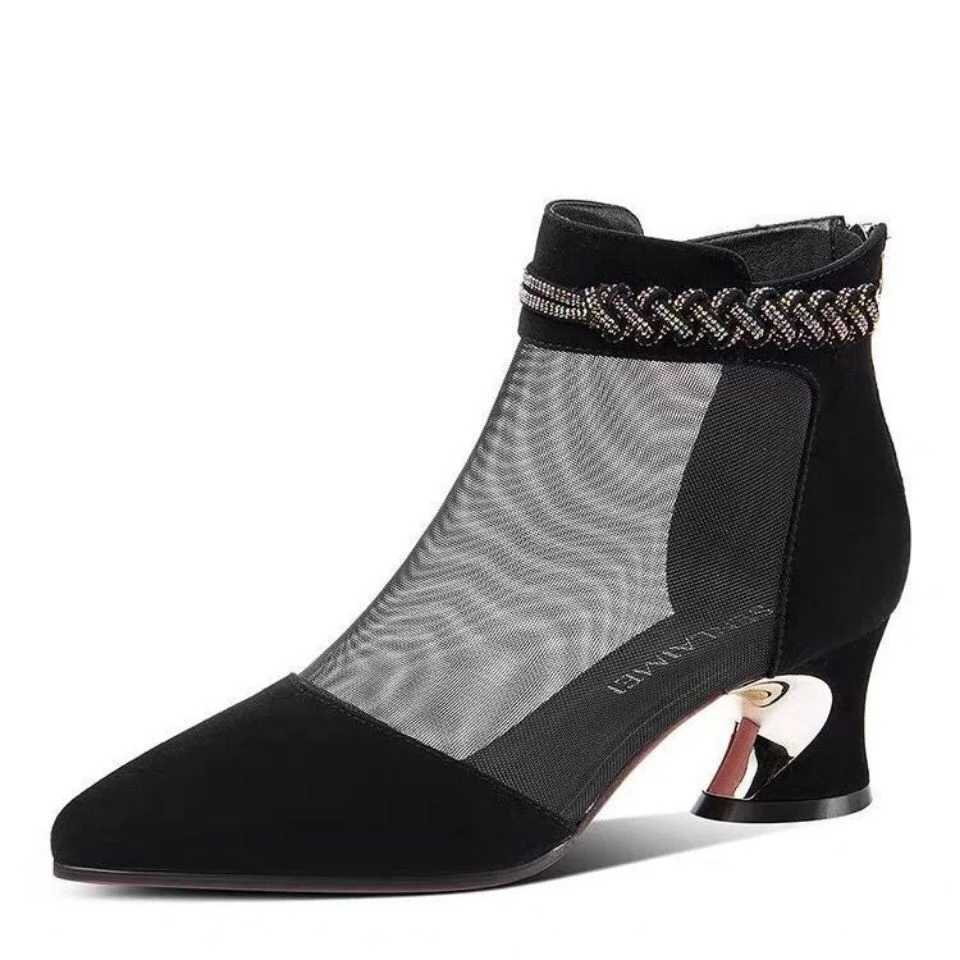 Shoes Women Pumps 2021 New Summer High Heels ladies Work Leather  Shoes Hollow Mesh Sandals Woman Shoe Zapatos mujer