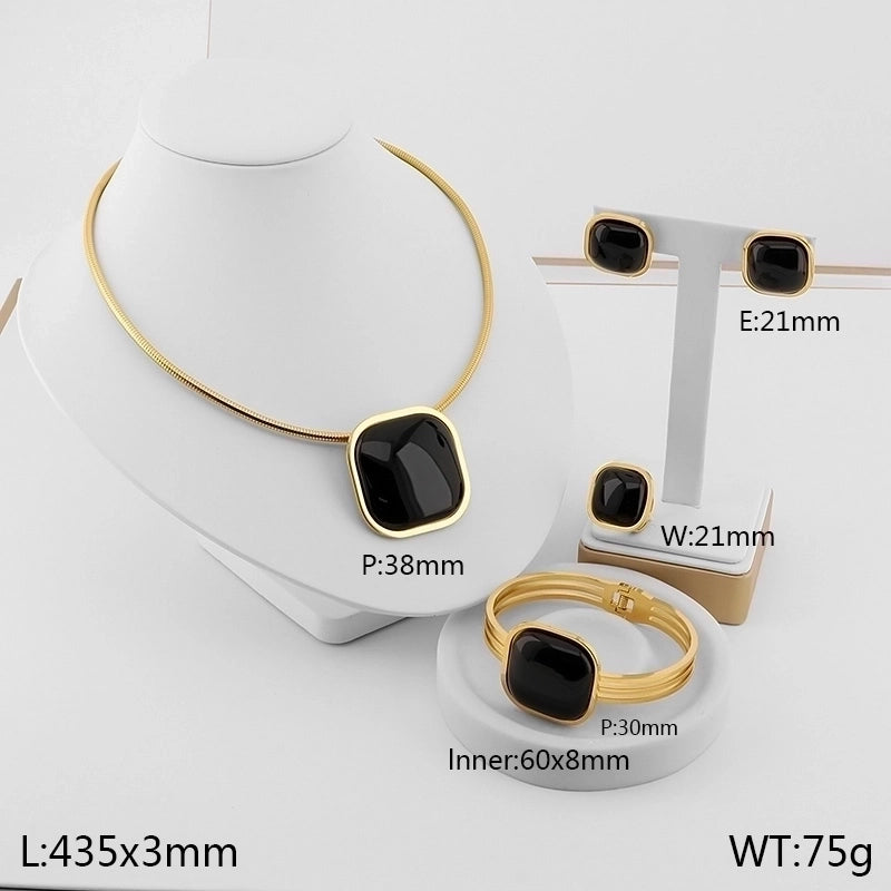 Minimalist Square 304 Stainless Steel 18K Gold Plated Jewelry Set