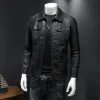 Trendy solid color leather jacket