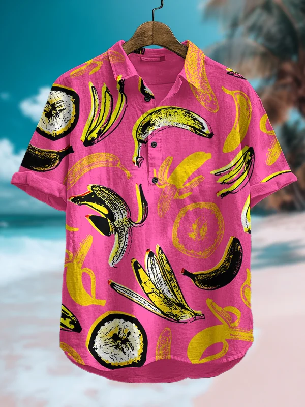 Men's Banana Pop Art Print Polo Shirt