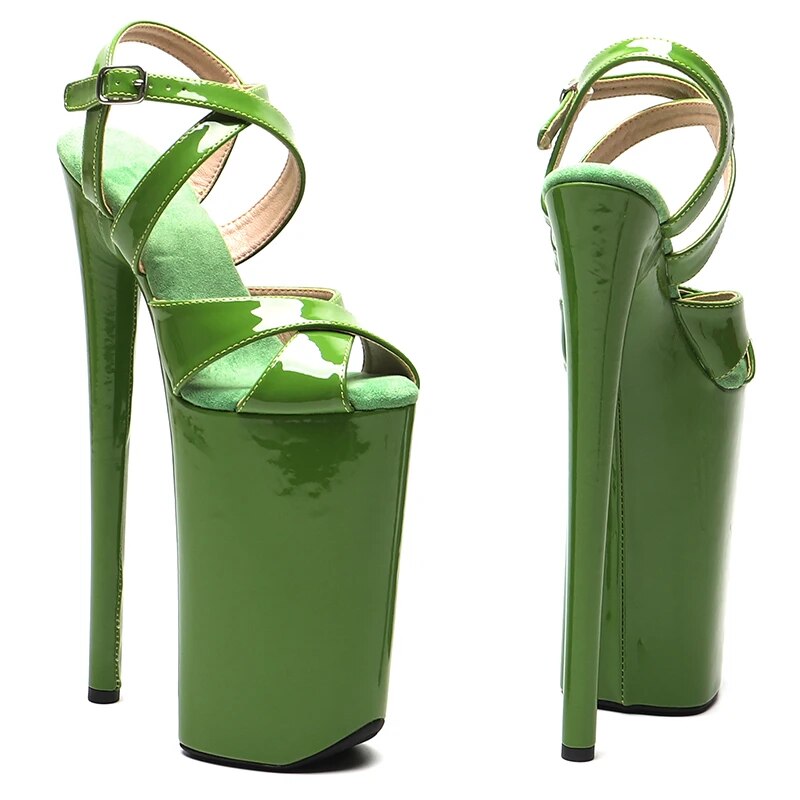 TAAFO 26CM/10inches Patent Exotic High Heel Platform Party Sandals Pole Dance Shoes
