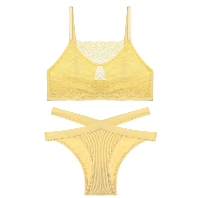 FINETOO Lace Bra Set Women Underwear Lingerie Bralette Tank Top + Pantys Female Brassiere Suit Intimates Push Up Sexy Crop Top