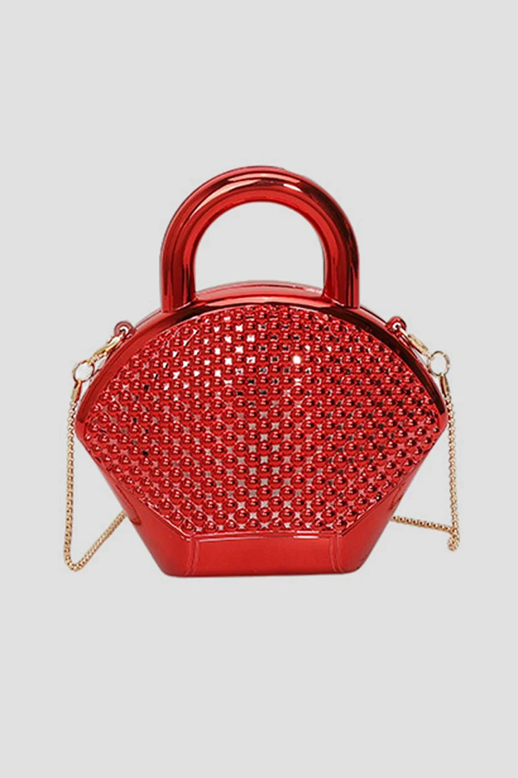Fashion Sheen Metallic Finish Beads Shell Crossbody Mini Shoulder Bag 2024 - Xpluswear