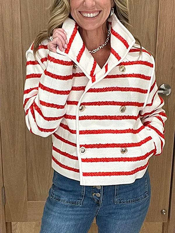 NEW🔥 Lapel Stripe Print Jacket