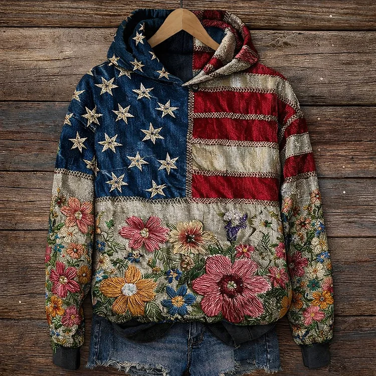 US 250th Anniversary Floral Print Casual Sweatshirt socialshop