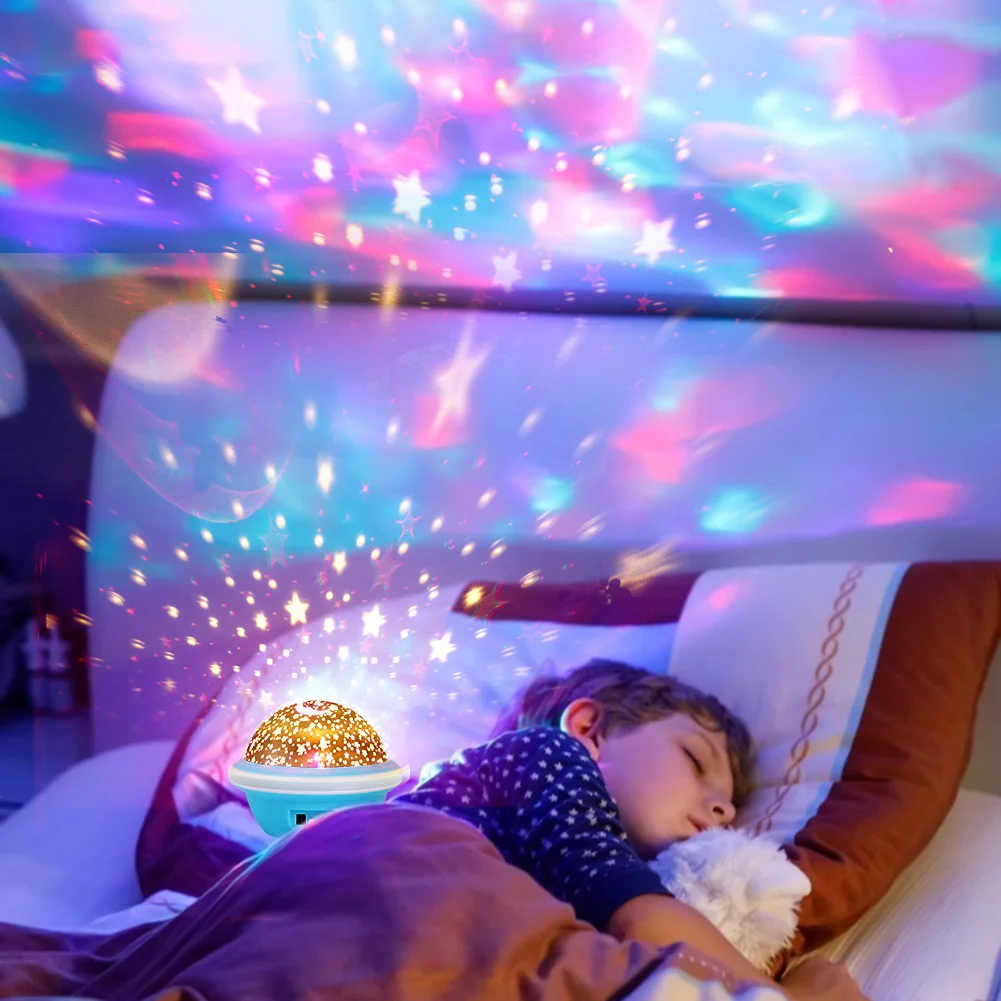 UFO Shaped Starry Sky LED Projector Light USB Kid Night Decor Lamp (Blue)
