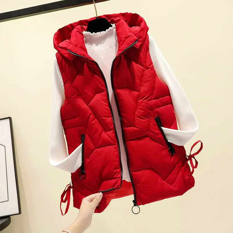 Uveng Hood Zip Up Waistcoat Women Spring Autumn Winter Fashion Casual Female Nice Warm Woman Vest Outerwear Cheap Wholesale