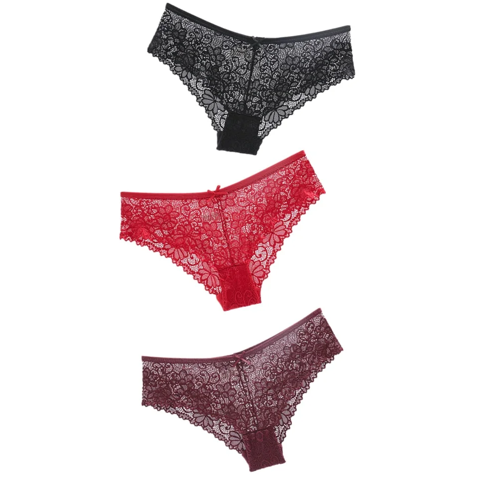 3Pcs Hot Panties for Woman Underwear Sexy Lace Breathable Soft Lingerie Female Briefs Panty Sexy Transparent Women's Underpants