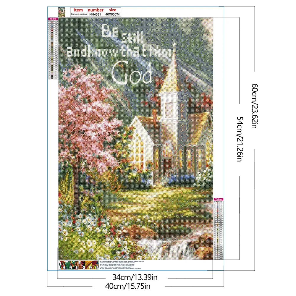 2pcs Diamond Painting - Full Round Drill - Village Castle(Canvas|40*60cm)