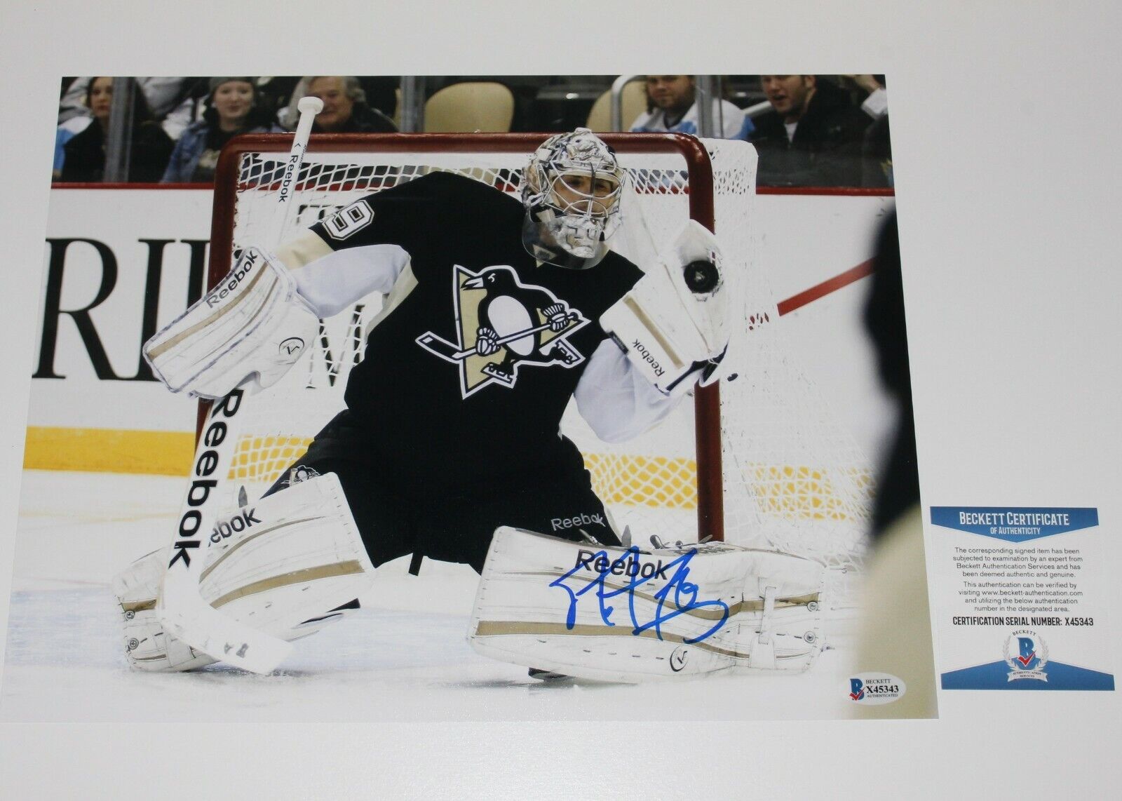 PITTSBURGH PENGUINS MARC-ANDRE FLEURY SIGNED 11x14 Photo Poster painting B BECKETT COA NHL