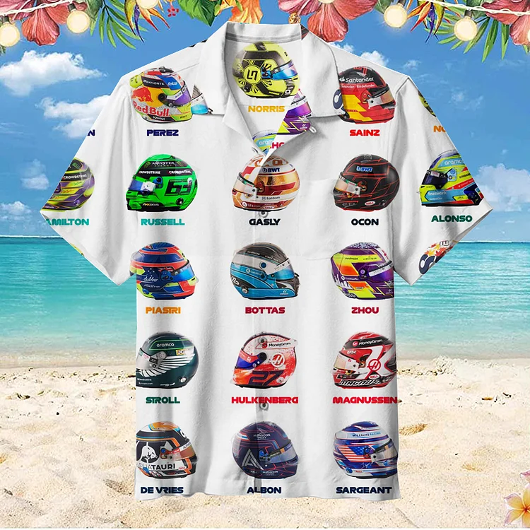F1 Driver helmets 2023 | Unisex Hawaiian Shirt