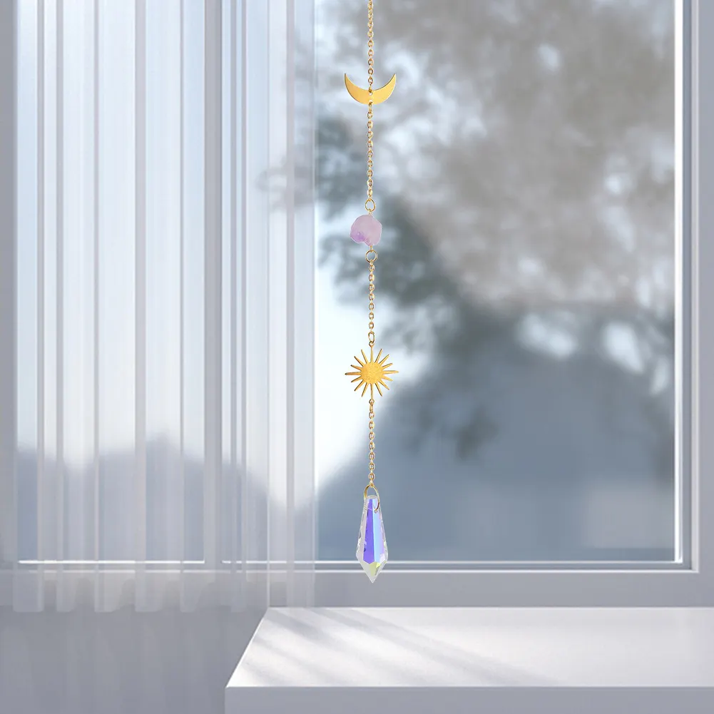 Crystal Wind Chime Star Moon Prism Hanging Pendant Home Garden Decorations