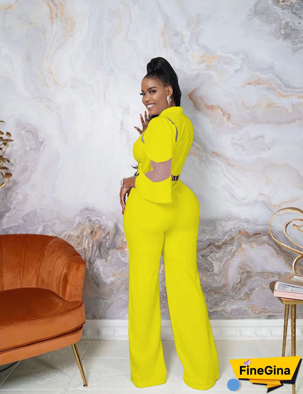 Fashion Net Yarn Patchwork Sexy Jumpsuit