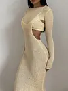 Belly-Hollow Long Sleeve Sexy Slim Two-Piece Midi Dress