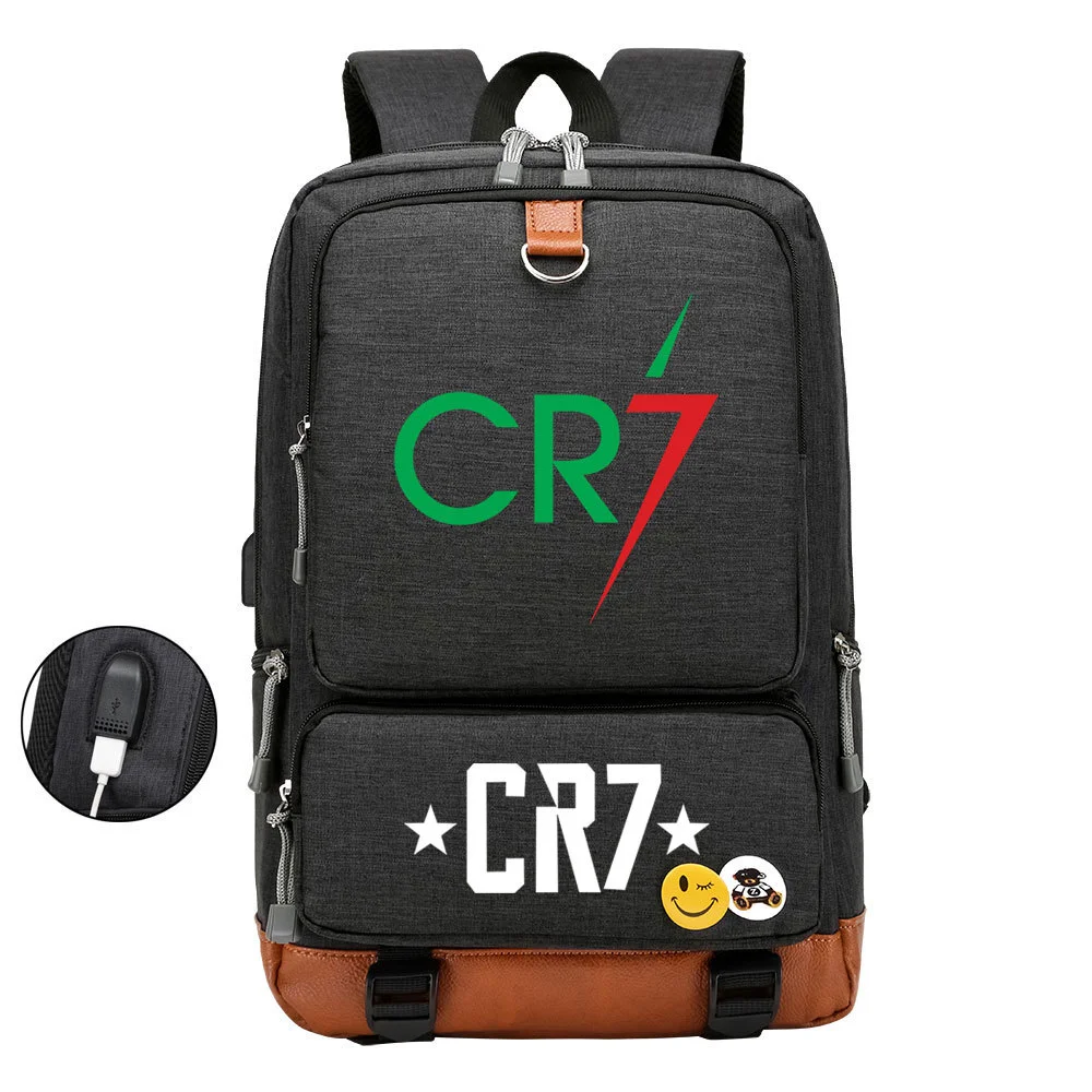 Buzzdaisy Get Sports-Ready with Cristiano Ronaldo Printed Multi-Storage Backpack w/ USB and Laptop Space