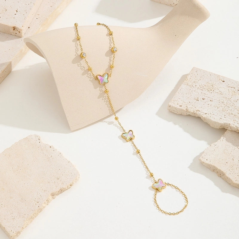 Elegant Streetwear Butterfly Titanium Steel Cable Chain Bracelets In Bulk