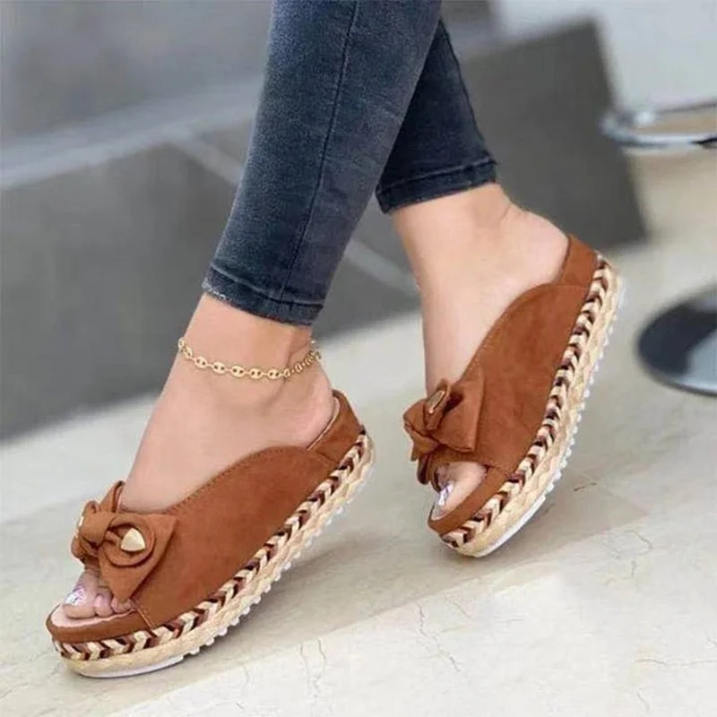 2021 Summer Women Sandals platform ladies slippers open toe bow sandals women plus size footwear