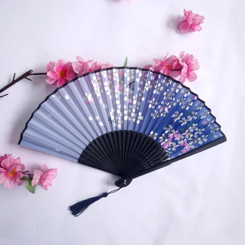 3 Pieces Ancient Style Folding Fan Female Classical Tassel Silk Fan Chinese Style Small Fan Portable Dance Craft National Fashion Fan Student Fan