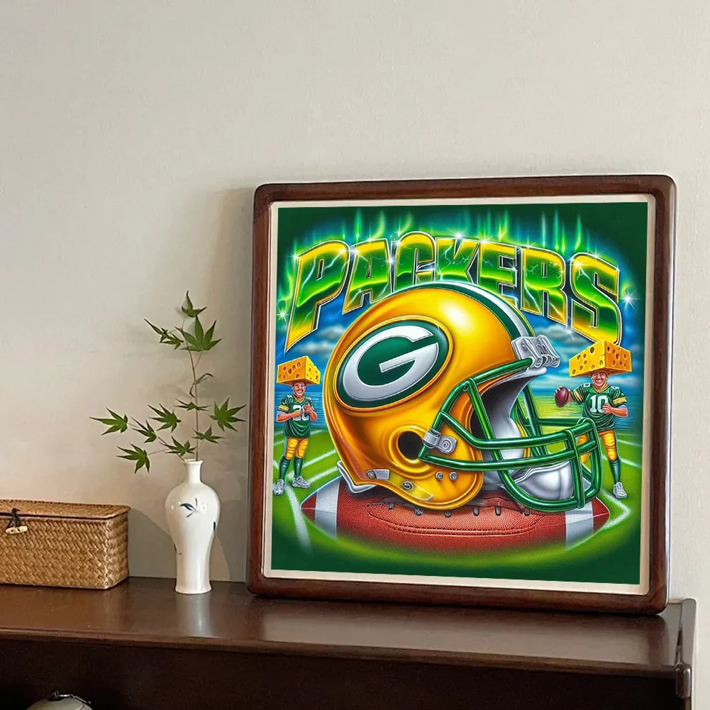 Diamond Painting - Full Round Drill - Green Bay Packers Helmet(Canvas|40*40cm)
