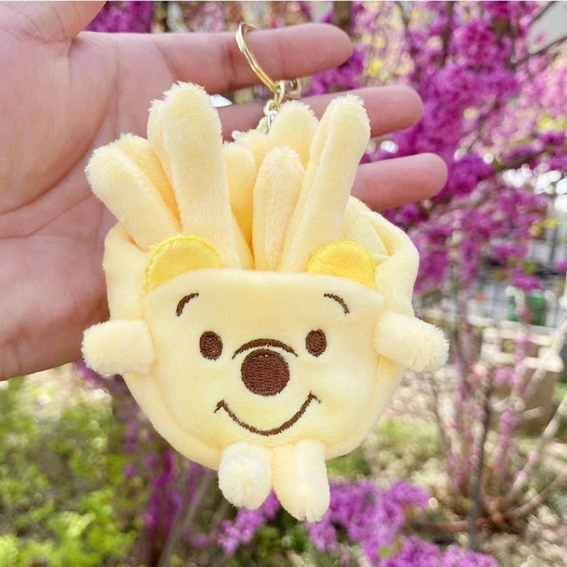 3 Pieces Cute Novelty Toast Hamburger Hot Dog Pp Cotton Plush Unisex Bag Pendant Keychain