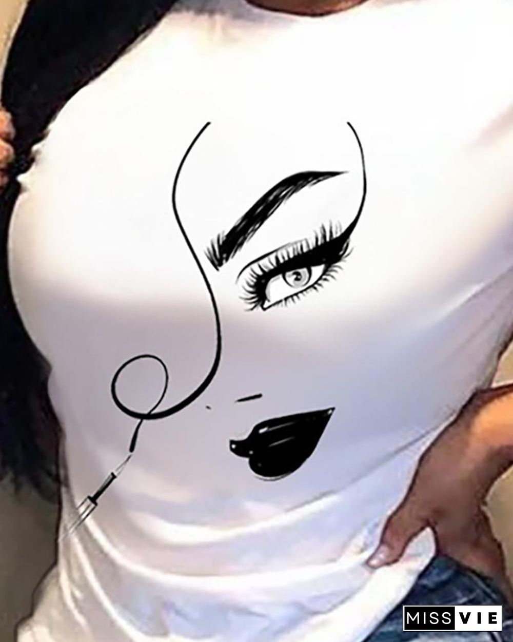 Figure Print Short Sleeve Casual T-shirt