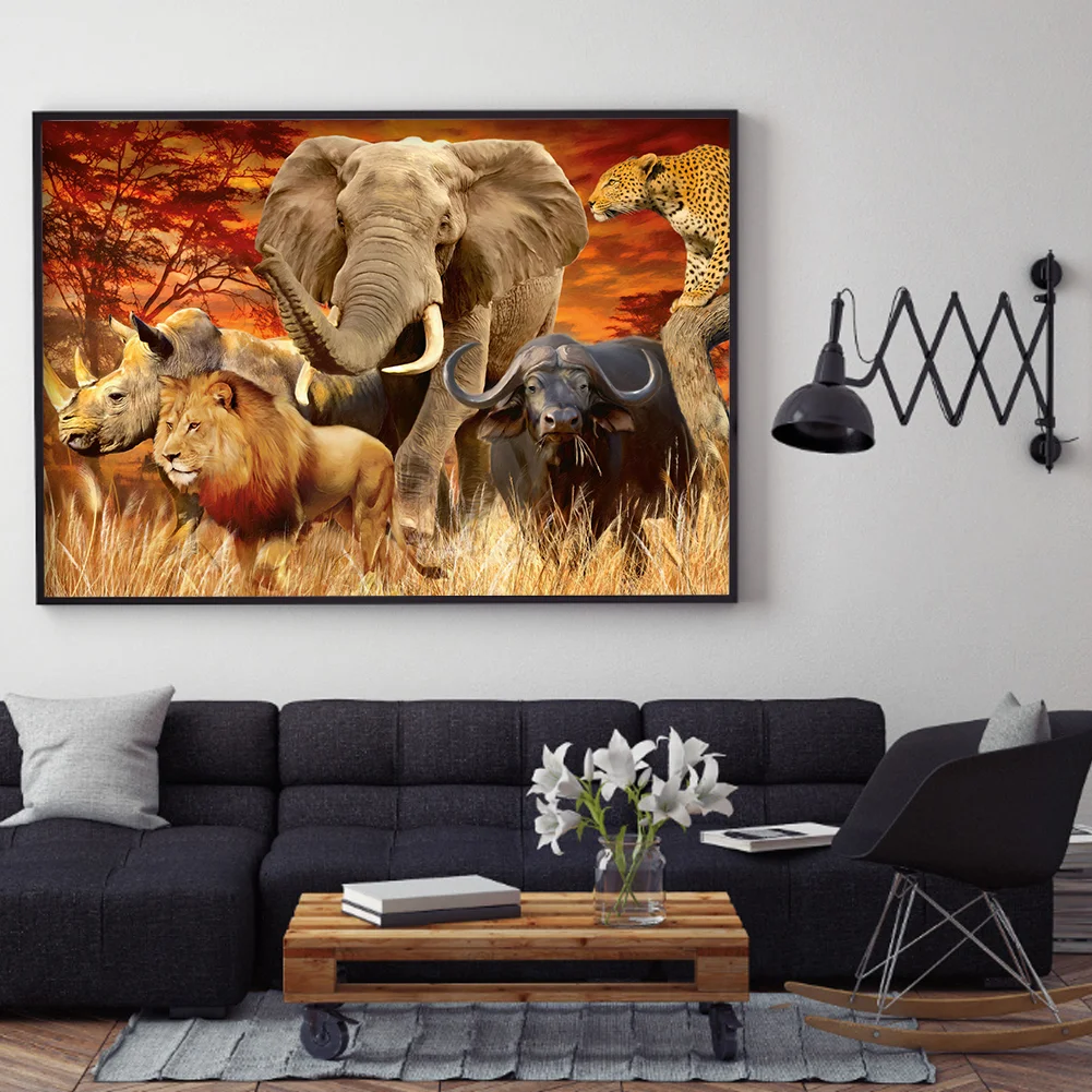 Diamond Painting - Full Round Drill - Jungle Animals(60*40cm)