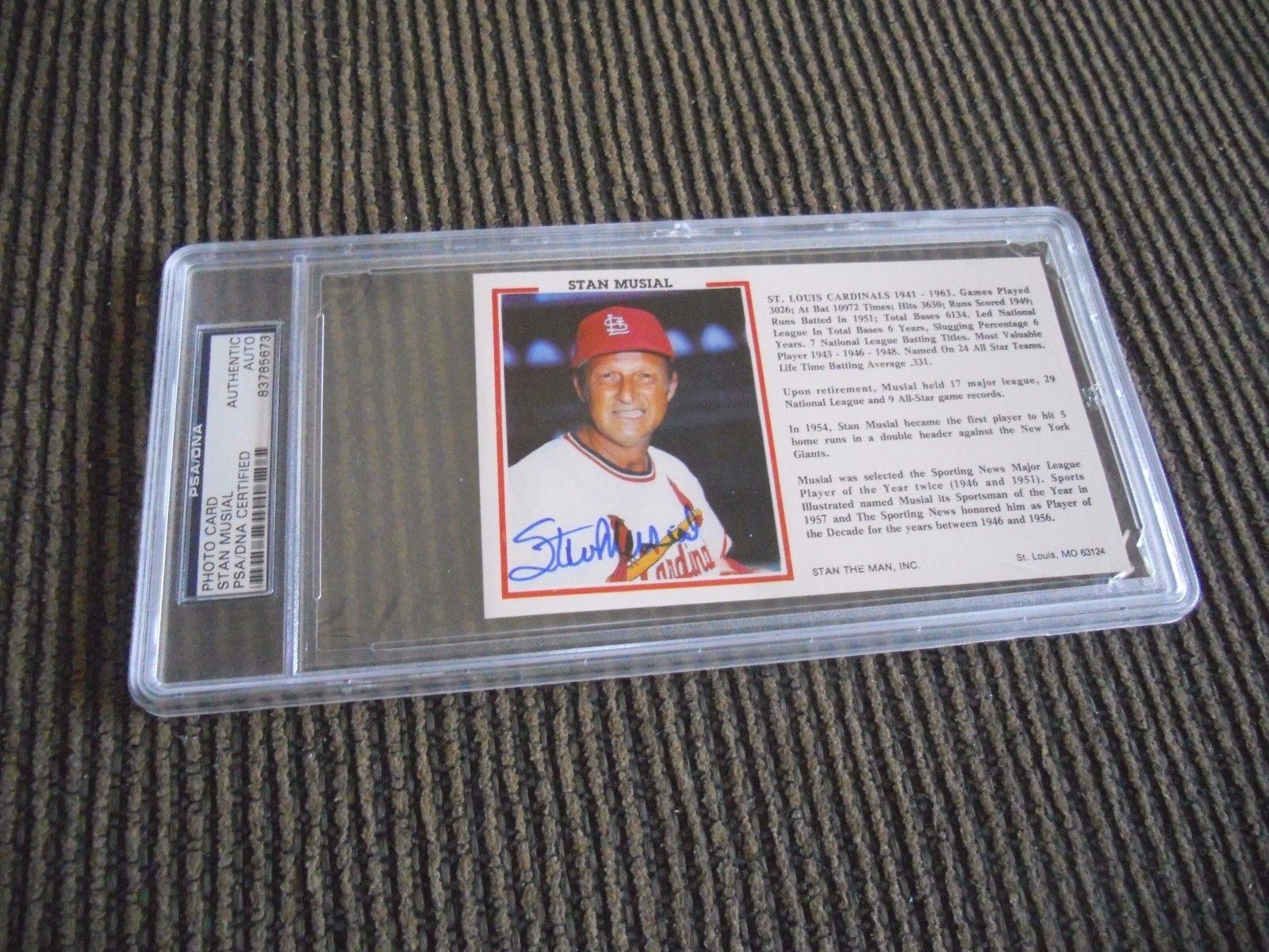 Stan Musial Cardinal Baseball Signed Photo Poster painting Card PSA Certified & Slabbed