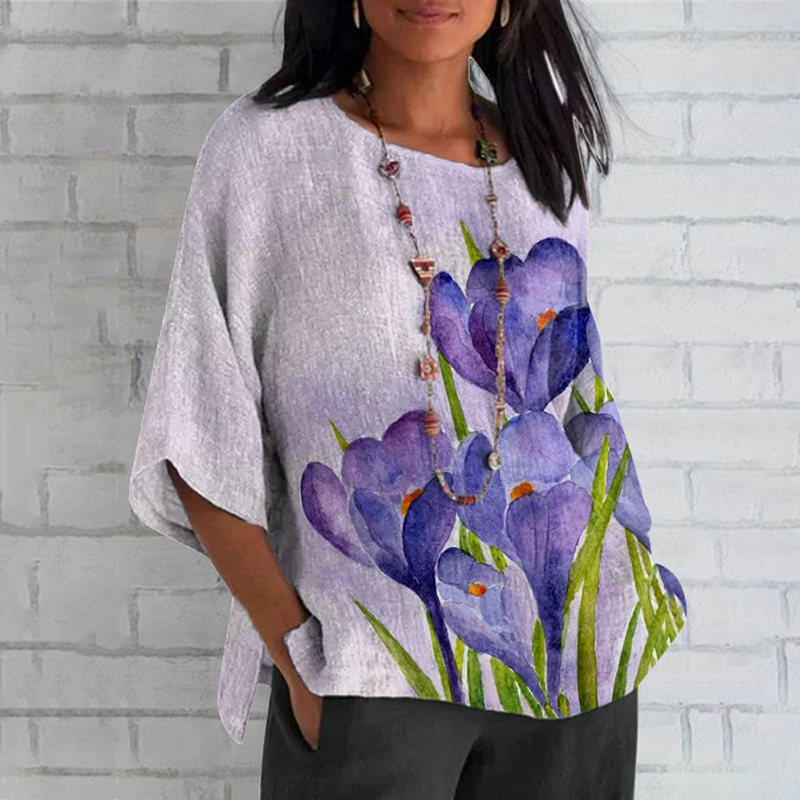 Comstylish Women's Alzheimer's Purple Floral Casual Top