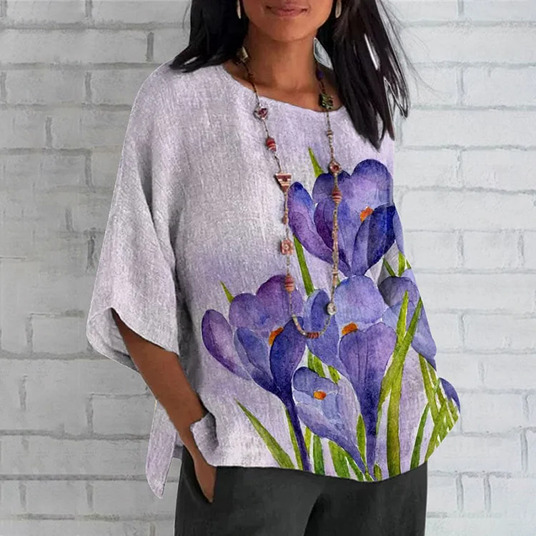Women's Alzheimer's Purple Floral Casual Top