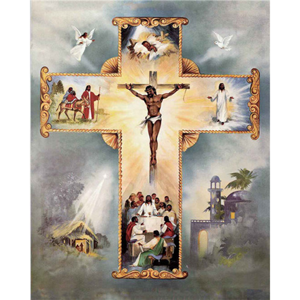 

40*50CM - Square Drill Diamond Painting - Jesus and Cross, 501 Original