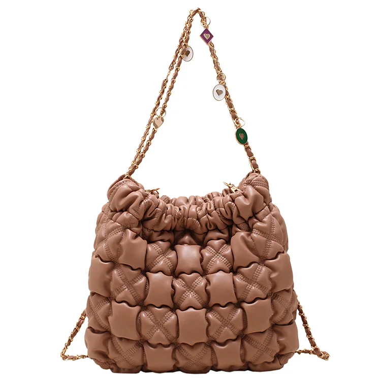 Women Cloud Tote Bag Solid Color PU Tote Handbags Casual Handbags (Brown)
