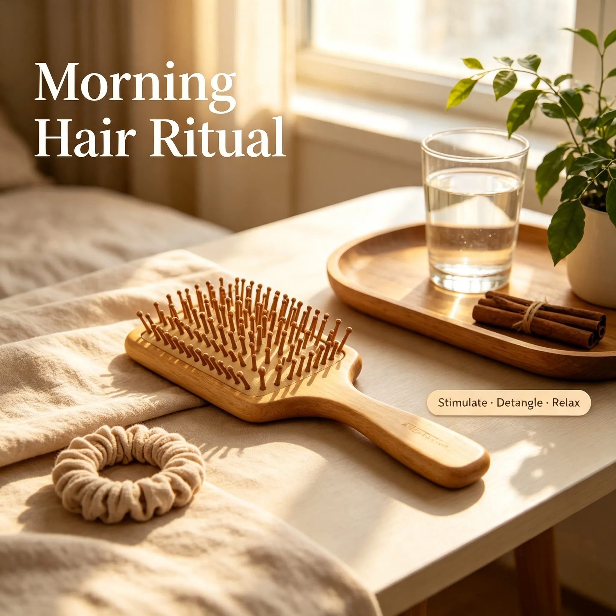 LOVECLIP Natural Wood Paddle Hair Brush | Gentle Scalp Massage Detangler