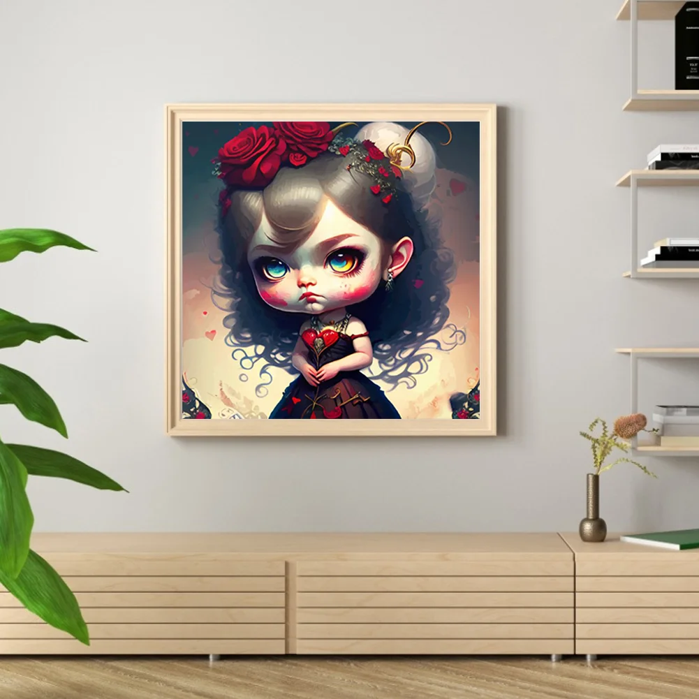 Full Round Diamond Painting 30*30cm - Rose Warrior Girl