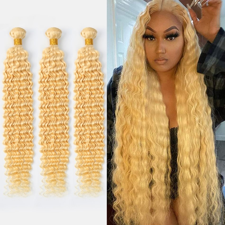 30 32 Inch 613 Curly Bundles Brazilian Deep Wave Human Remy Hair Bundles 100% Unprocessed Hair Extension Wholesaler Wavy And Wet US Mall Lifes