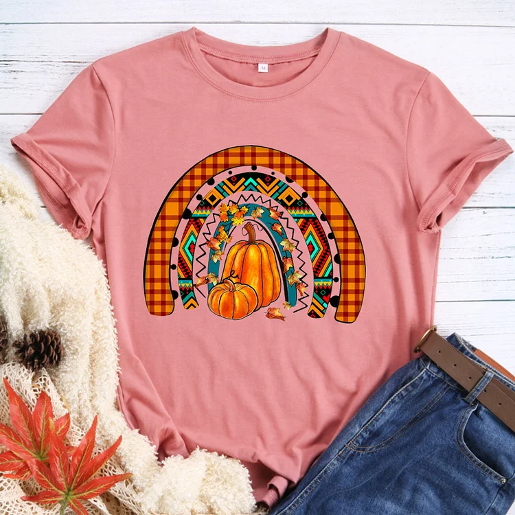 Pumpkin Rainbow T-Shirt Tee -598306-Annaletters