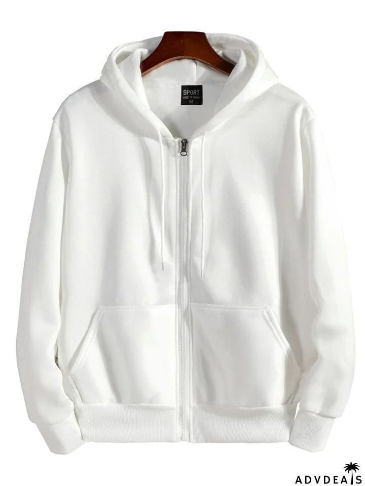 Casual Solid Color Hoodies With Pockets