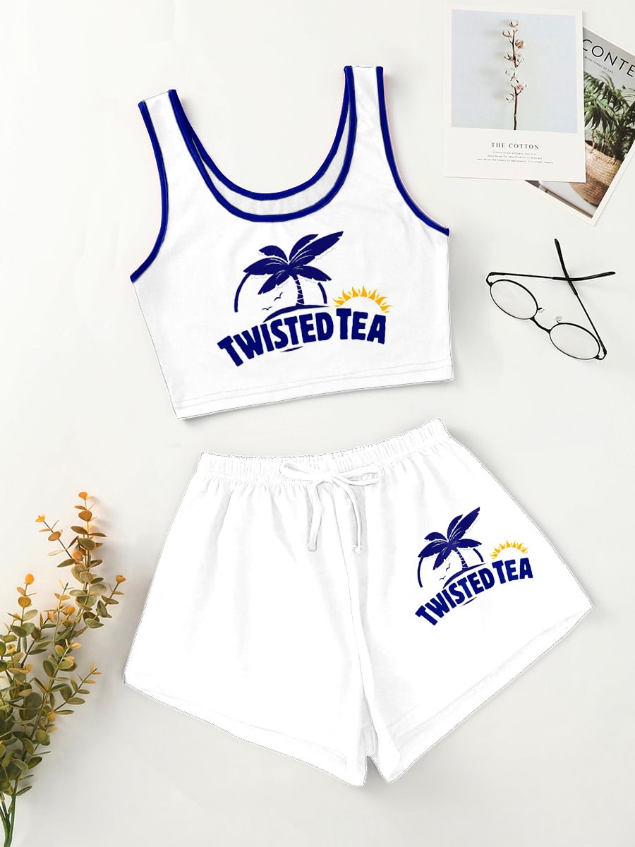 Casual Sports Print Two-piece Set