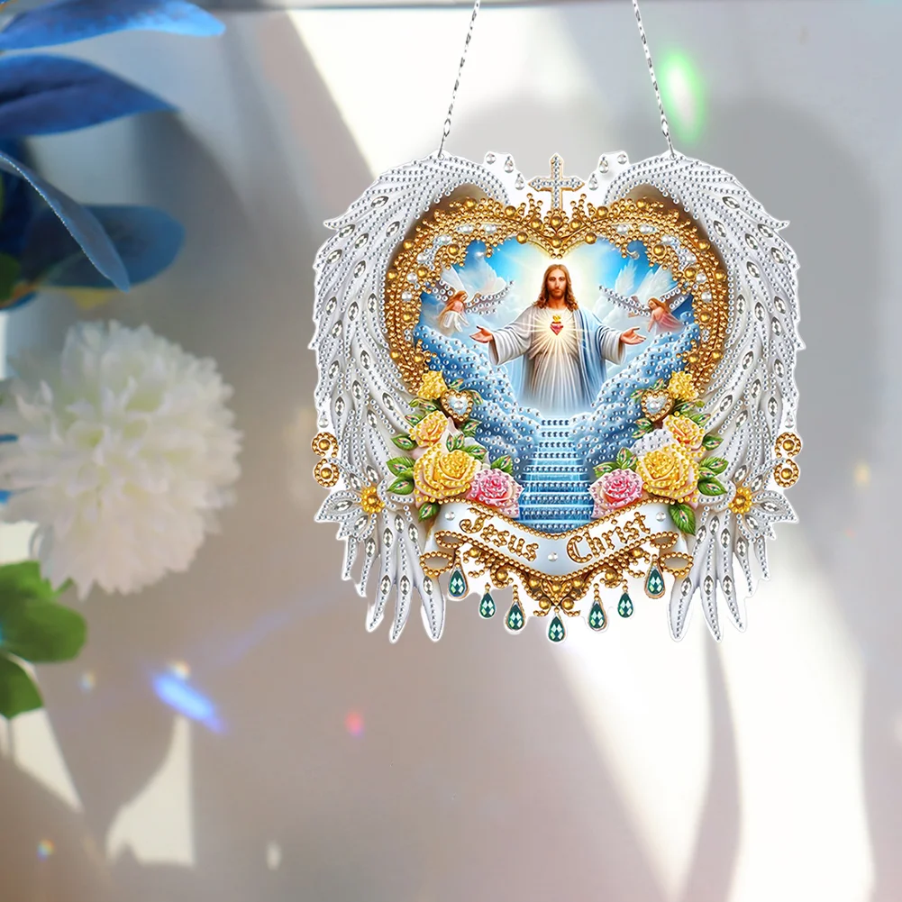 5D DIY Acrylic Jesus Special Shape Diamond Painting Dots Pendant Rhinestone Diamond Art Pendants