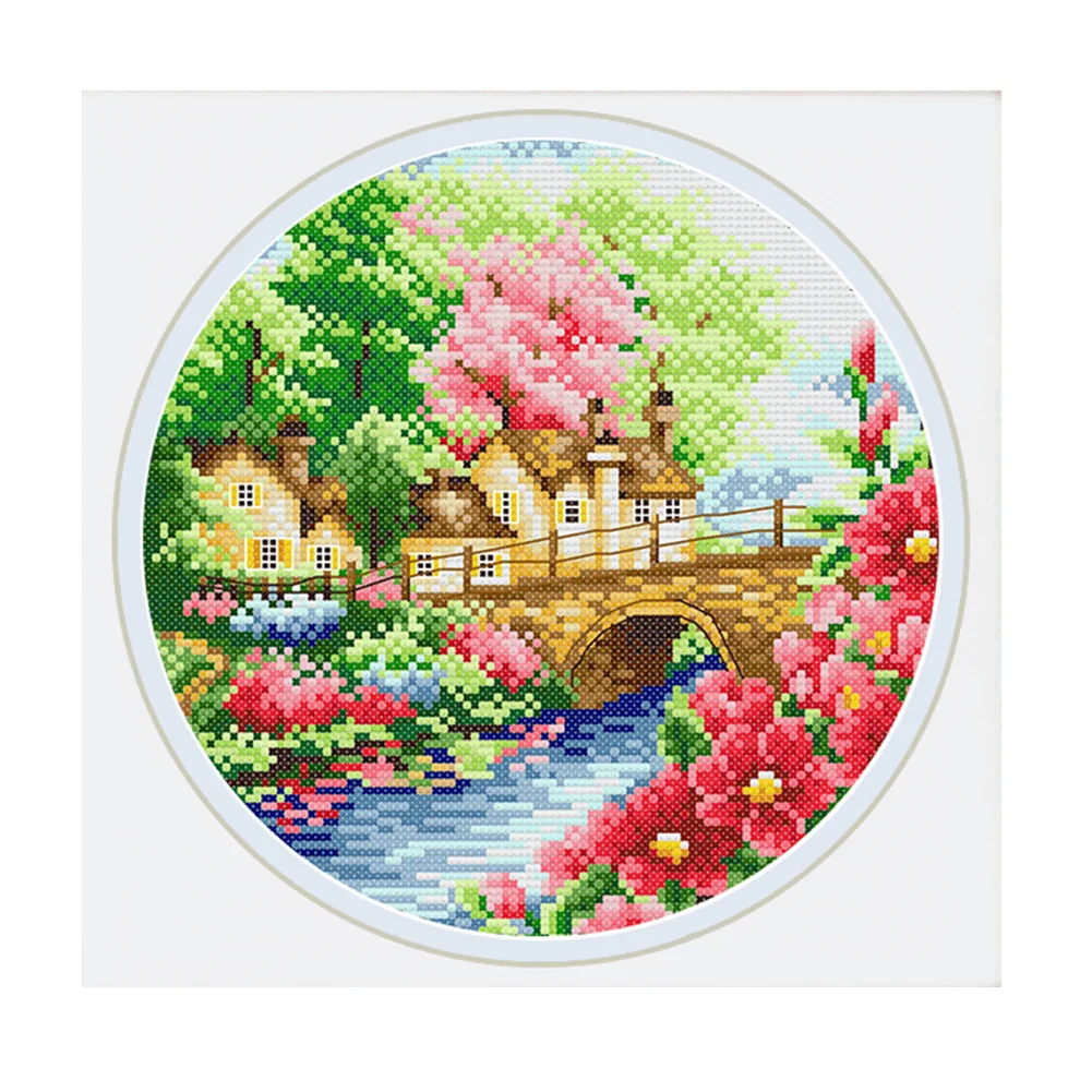 11ct Stamped Cross Stitch - Four Seasons Scenery(35*35cm)