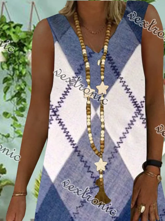 Women Half Sleeve V-neck Solid Color Dress