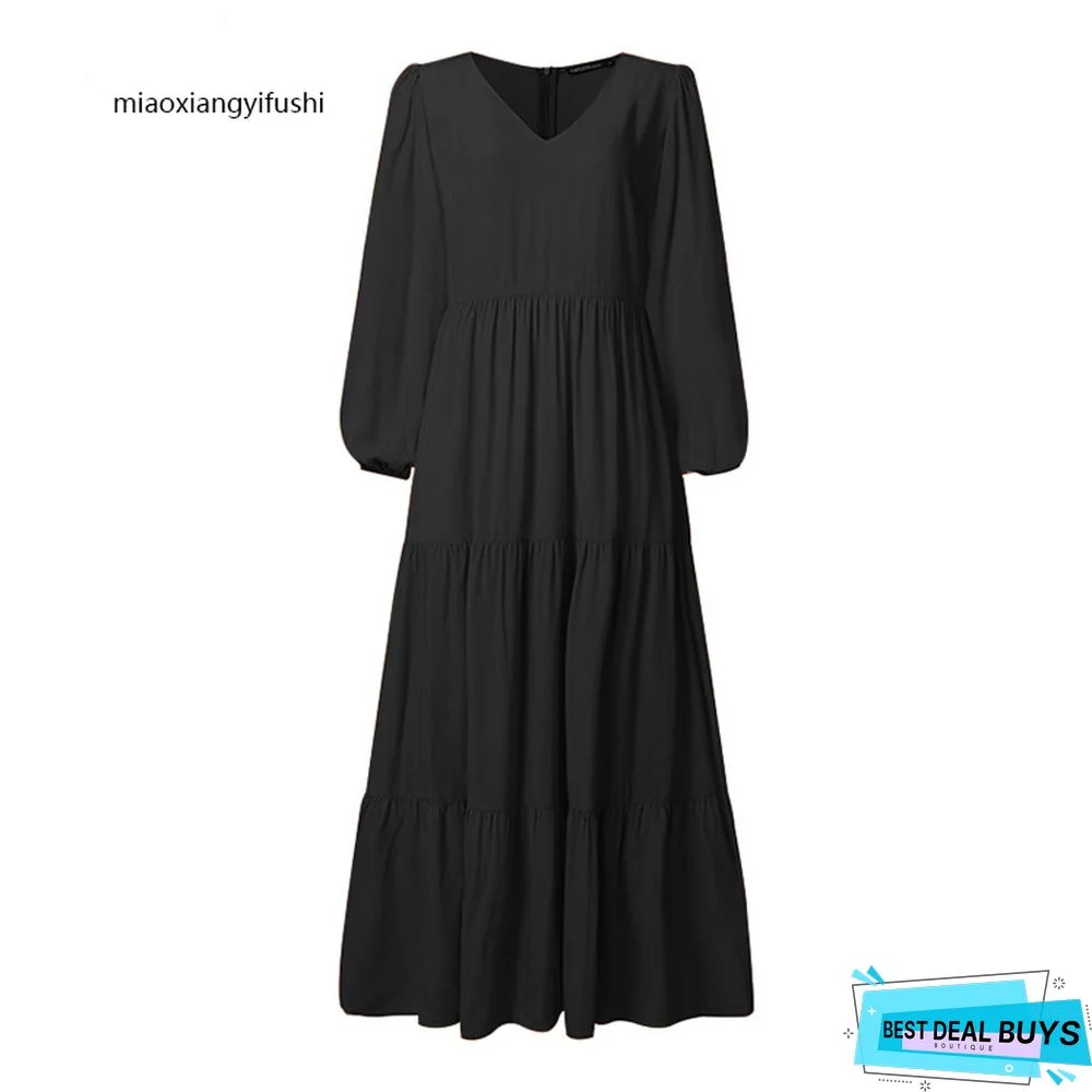 Commuter Temperament Women's Big Swing Dress Black Dresses