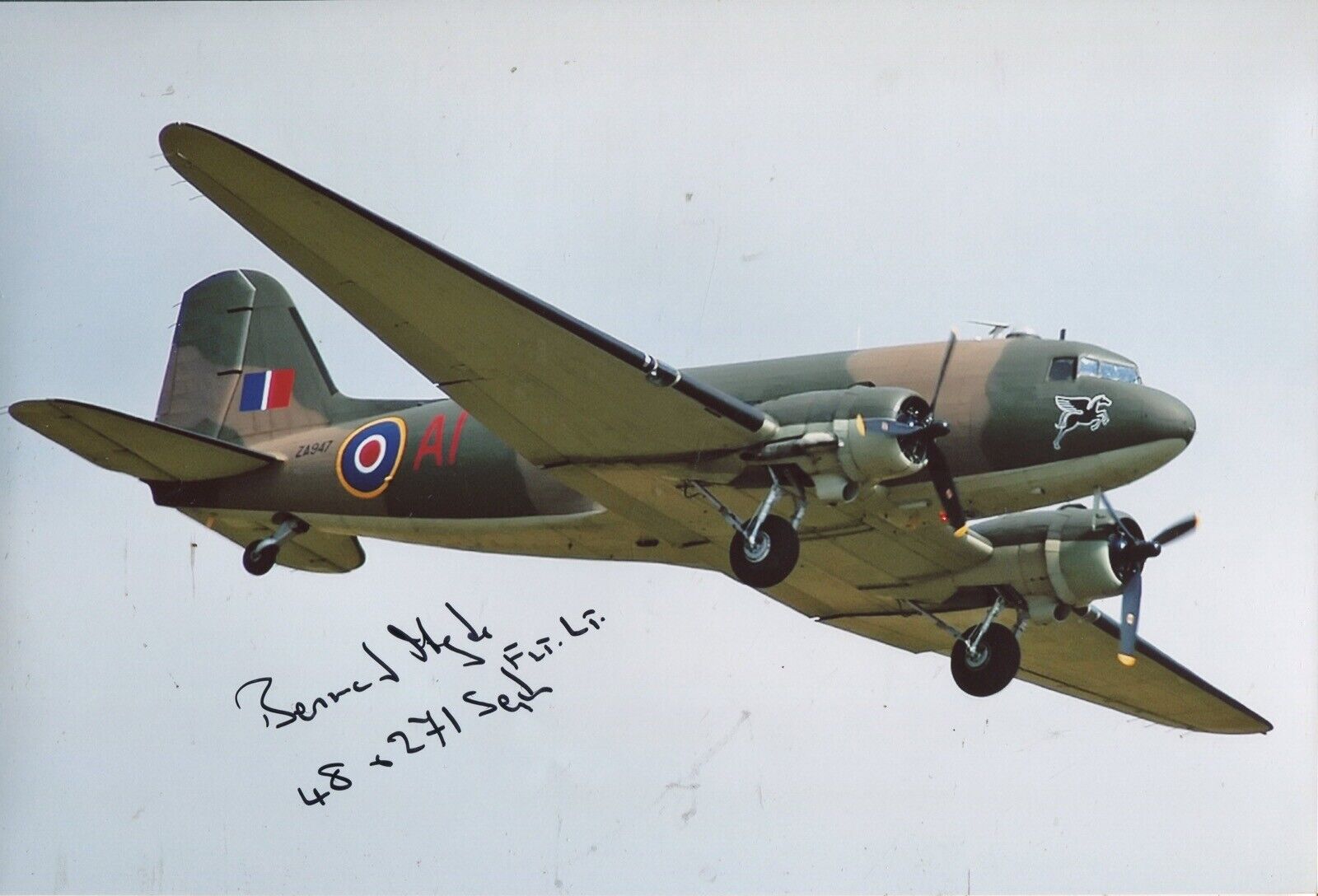 WW2 RAF Operation Market Garden & SOE Dakota pilot Bernard Hyde signed Photo Poster painting