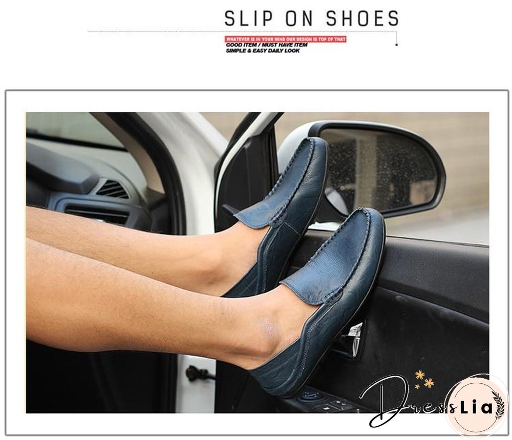 slip on casual men loafers mens moccasins shoes genuine leather men's flats shoes