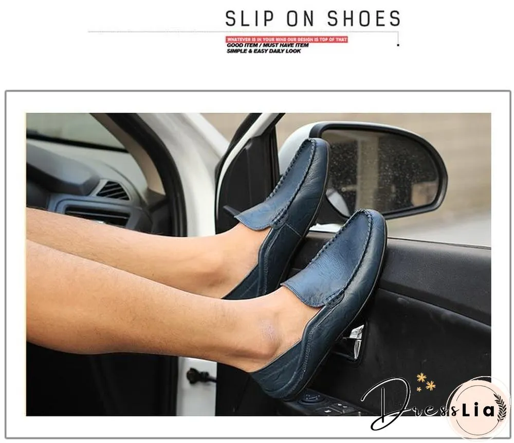 slip on casual men loafers mens moccasins shoes genuine leather men's flats shoes