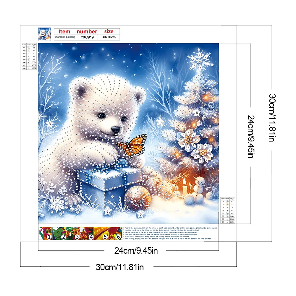 Diamond Painting - Partial Special Shaped Drill - Snow Bear(Canvas|30*30cm)