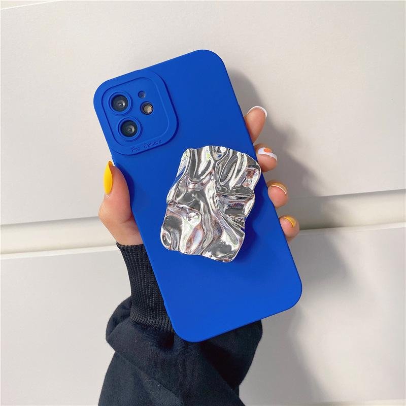 Rhine Blue Rectangle Irregular Metal Bracket iPhone Case