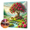 Framed Diamond Painting - Full Round Drill - Flowering Tree (25x25cm)
