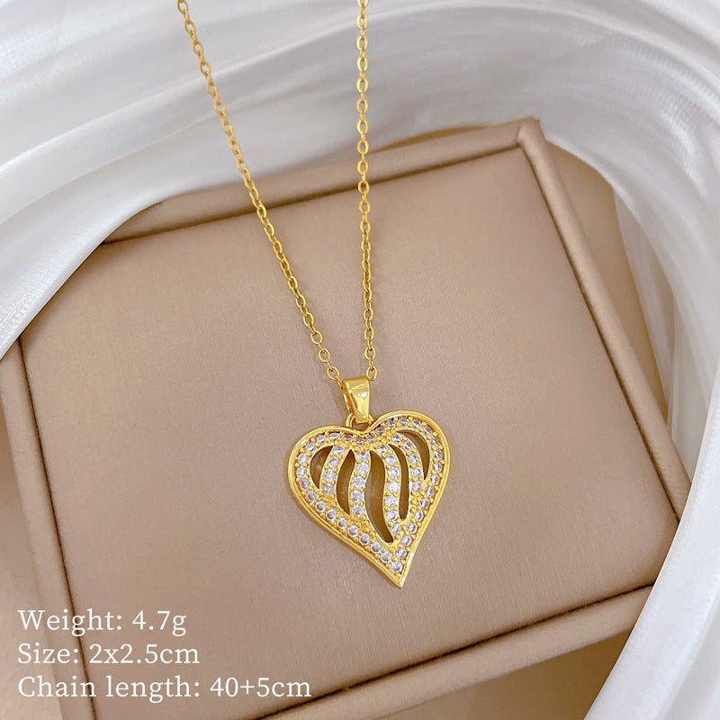 Copper Micro-Inlaid Cross Fashionable And Gorgeous Full Diamond Necklace For Women All-Match Clavicle Chain Titanium Steel